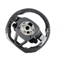 AUDI AUDI A6/S6/RS6 & A7/S7/RS7 C8 PERFORATED LEATHER / CARBON FIBRE FLAT BOTTOM CUSTOM STEERING WHEEL