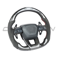 LAMBORGHINI URUS CARBON FIBRE / ALCANTARA LED FLAT BOTTOM CUSTOM STEERING WHEEL