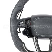 AUDI AUDI A6/S6/RS6 & A7/S7/RS7 C8 PERFORATED LEATHER / CARBON FIBRE FLAT BOTTOM CUSTOM STEERING WHEEL