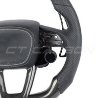 AUDI AUDI A6/S6/RS6 & A7/S7/RS7 C8 PERFORATED LEATHER / CARBON FIBRE FLAT BOTTOM CUSTOM STEERING WHEEL