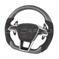 AUDI Audi A6/S6/RS6 & A7/S7/RS7 C8 CARBON FIBRE / ALCANTARA FLAT BOTTOM CUSTOM STEERING WHEEL