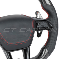 AUDI AUDI A6/S6/RS6 & A7/S7/RS7 C8 CARBON FIBRE / LEATHER LED FLAT BOTTOM CUSTOM STEERING WHEEL