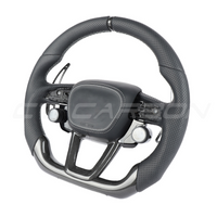 AUDI AUDI A6/S6/RS6 & A7/S7/RS7 C8 PERFORATED LEATHER / CARBON FIBRE FLAT BOTTOM CUSTOM STEERING WHEEL