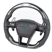 AUDI AUDI A6/S6/RS6 & A7/S7/RS7 C8 CARBON FIBRE / LEATHER LED FLAT BOTTOM CUSTOM STEERING WHEEL