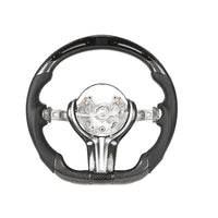 VOLANT PERSONNALISÉ À FOND PLAT BMW FXX EN FIBRE DE CARBONE / CUIR / LED