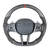 VOLANT PERSONNALISÉ À FOND PLAT EN FIBRE DE CARBONE / ALCANTARA BMW Gxx LCI