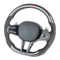 VOLANT PERSONNALISÉ À FOND PLAT EN FIBRE DE CARBONE / ALCANTARA BMW Gxx LCI
