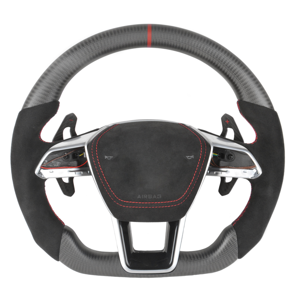 AUDI A6/S6/RS6 & A7/S7/RS7 C8 CARBON FIBRE / ALCANTARA FLAT BOTTOM CUSTOM STEERING WHEEL