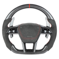 AUDI A6/S6/RS6 & A7/S7/RS7 C8 CARBON FIBRE / ALCANTARA GLOSS BLACK FLAT BOTTOM CUSTOM STEERING WHEEL