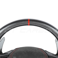 AUDI A6/S6/RS6 & A7/S7/RS7 C8 CARBON FIBRE / ALCANTARA GLOSS BLACK FLAT BOTTOM CUSTOM STEERING WHEEL