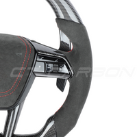 AUDI A6/S6/RS6 & A7/S7/RS7 C8 CARBON FIBRE / ALCANTARA GLOSS BLACK FLAT BOTTOM CUSTOM STEERING WHEEL