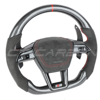 AUDI A6/S6/RS6 & A7/S7/RS7 C8 CARBON FIBRE / ALCANTARA GLOSS BLACK FLAT BOTTOM CUSTOM STEERING WHEEL