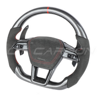 AUDI A6/S6/RS6 & A7/S7/RS7 C8 CARBON FIBRE / ALCANTARA GLOSS BLACK FLAT BOTTOM CUSTOM STEERING WHEEL