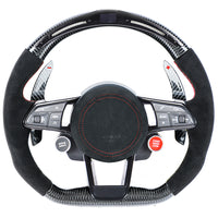 AUDI R8/TT CARBON FIBRE / ALCANTARA LED FLAT BOTTOM CUSTOM STEERING WHEEL