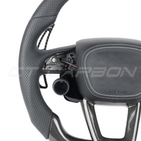 AUDI RSQ3/RSQ5/RSQ8 PERFORATED LEATHER / CARBON FIBRE FLAT BOTTOM CUSTOM STEERING WHEEL