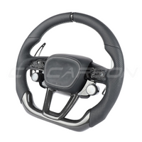 AUDI RSQ3/RSQ5/RSQ8 PERFORATED LEATHER / CARBON FIBRE FLAT BOTTOM CUSTOM STEERING WHEEL