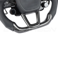 AUDI RSQ3/RSQ5/RSQ8 PERFORATED LEATHER / CARBON FIBRE FLAT BOTTOM CUSTOM STEERING WHEEL