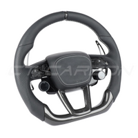 AUDI RSQ3/RSQ5/RSQ8 PERFORATED LEATHER / CARBON FIBRE FLAT BOTTOM CUSTOM STEERING WHEEL
