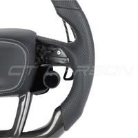 AUDI RSQ3/RSQ5/RSQ8 PERFORATED LEATHER / CARBON FIBRE FLAT BOTTOM CUSTOM STEERING WHEEL