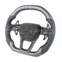 AUDI RSQ3/RSQ5/RSQ8 CARBON FIBRE / LEATHER FLAT TOP AND BOTTOM CUSTOM STEERING WHEEL