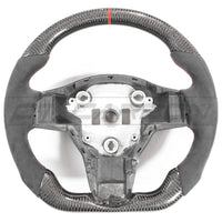 CT CARBON Steering Wheel TESLA MODEL 3 & Y CARBON FIBRE / ALCANTARA FLAT BOTTOM STEERING WHEEL
