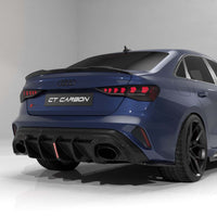 AUDI RS3 8Y 2025+ FACELIFT SALOON CARBON FIBRE DIFFUSER WITH RAIN LIGHT - V2 - CT DESIGN