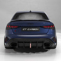 AUDI RS3 8Y 2025+ FACELIFT SALOON CARBON FIBRE DIFFUSER WITH RAIN LIGHT - V2 - CT DESIGN