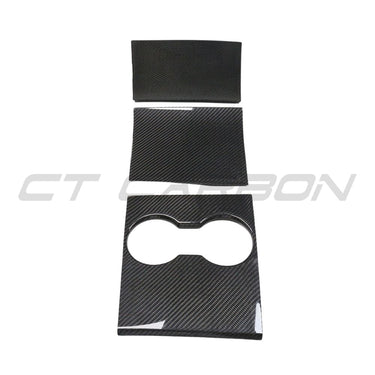 TESLA MODEL 3 2017-2023 CARBON FIBRE CENTRE CONSOLE ADD ON-Accessories-CT CARBON-CT Carbon - High-quality carbon fiber and gloss black aerodynamic parts for premium sports and luxury vehicles.