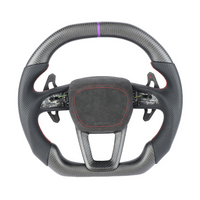 AUDI AUDI A6/S6/RS6 & A7/S7/RS7 C8 CARBON FIBRE / LEATHER FLAT TOP AND BOTTOM CUSTOM STEERING WHEEL