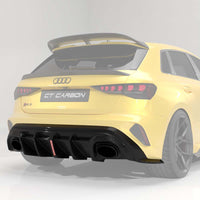 AUDI RS3 8Y 2025+ FACELIFT SPORTBACK CARBON FIBRE DIFFUSER WITH RAIN LIGHT - V2 - CT DESIGN