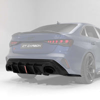 AUDI RS3 8Y 2025+ FACELIFT SALOON CARBON FIBRE DIFFUSER WITH RAIN LIGHT - V2 - CT DESIGN