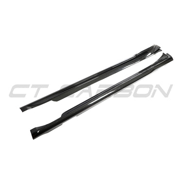 PORSCHE TAYCAN / TAYCAN 4 / TAYCAN 4S / TAYCAN GTS 2019+ CARBON FIBRE SIDE SKIRTS-Side Skirts-CT CARBON-CT Carbon - High-quality carbon fiber and gloss black aerodynamic parts for premium sports and luxury vehicles.