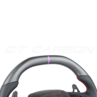 AUDI AUDI A6/S6/RS6 & A7/S7/RS7 C8 CARBON FIBRE / LEATHER FLAT TOP AND BOTTOM CUSTOM STEERING WHEEL