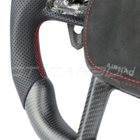 AUDI AUDI A6/S6/RS6 & A7/S7/RS7 C8 CARBON FIBRE / LEATHER FLAT TOP AND BOTTOM CUSTOM STEERING WHEEL