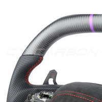 AUDI AUDI A6/S6/RS6 & A7/S7/RS7 C8 CARBON FIBRE / LEATHER FLAT TOP AND BOTTOM CUSTOM STEERING WHEEL