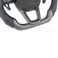 AUDI AUDI A6/S6/RS6 & A7/S7/RS7 C8 CARBON FIBRE / LEATHER FLAT TOP AND BOTTOM CUSTOM STEERING WHEEL