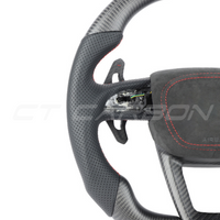 AUDI AUDI A6/S6/RS6 & A7/S7/RS7 C8 CARBON FIBRE / LEATHER FLAT TOP AND BOTTOM CUSTOM STEERING WHEEL