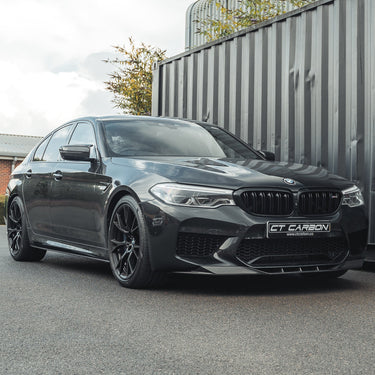 BMW F90 M5 & M5C COMPETITION CARBON FIBRE SPLITTER - R STYLE-Splitter-CT CARBON-CT Carbon - High-quality carbon fiber and gloss black aerodynamic parts for premium sports and luxury vehicles.