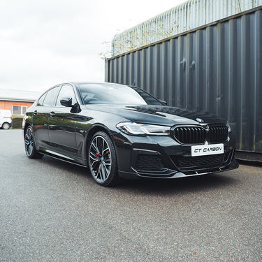 BMW 5 SERIES G30 LCI 21+ GLOSS BLACK KIT - MP STYLE-Kit-BLAK BY CT-CT Carbon - High-quality carbon fiber and gloss black aerodynamic parts for premium sports and luxury vehicles.