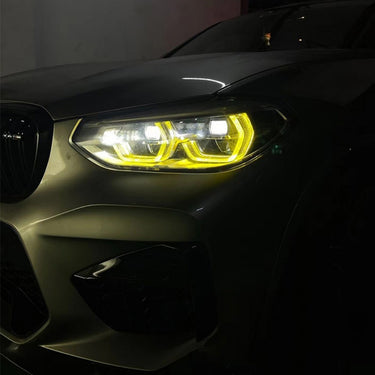 BMW F98 X4M PRE-LCI YELLOW ADAPTIVE DRL MODULE SET (2018-2021)-CT CARBON-CT Carbon - High-quality carbon fiber and gloss black aerodynamic parts for premium sports and luxury vehicles.