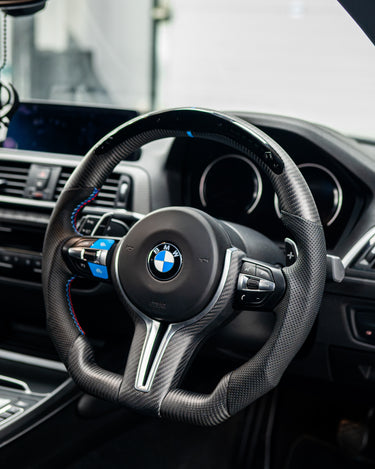 BMW Fxx M CAR MATTE CARBON FIBRE STEERING WHEEL TRIM-Accessories-CT CARBON-CT Carbon - High-quality carbon fiber and gloss black aerodynamic parts for premium sports and luxury vehicles.
