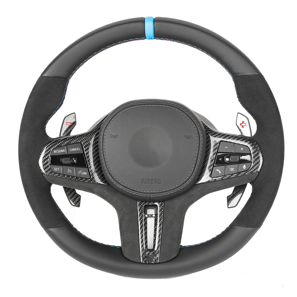 Gxx BMW Gxx ALCANTARA/LEATHER FLAT BOTTOM CUSTOM STEERING WHEEL – CT Carbon