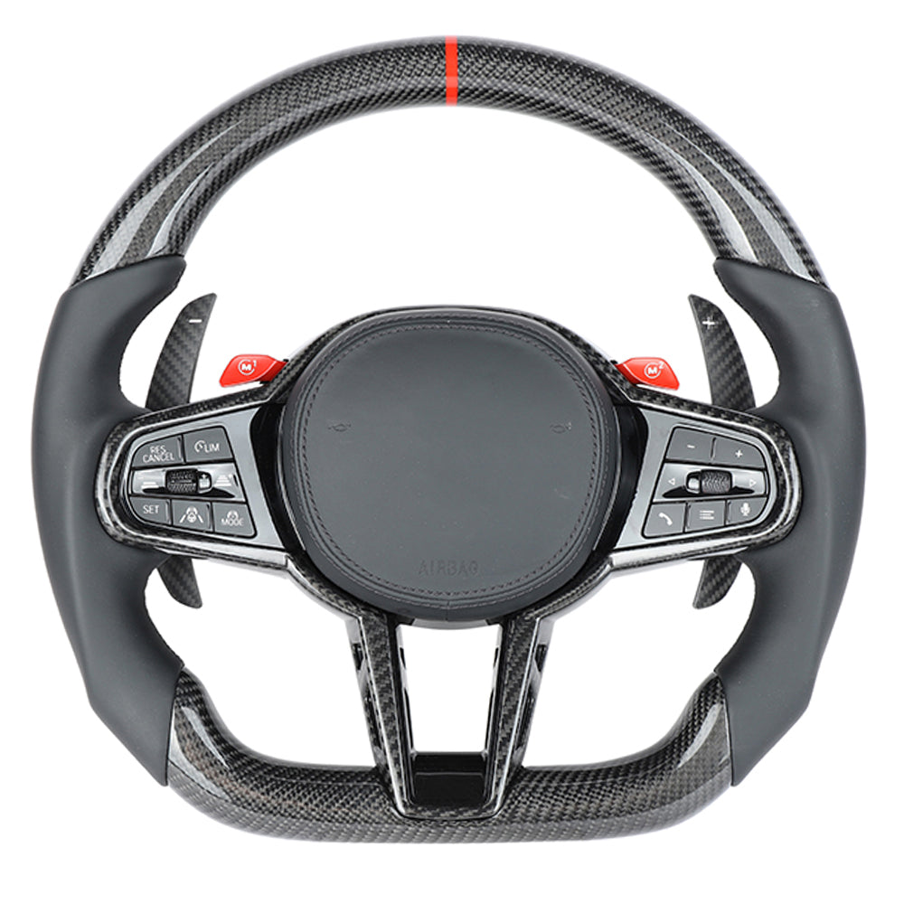 Ct Racing Wheel BMW Gxx LCI CARBON FIBRE / LEATHER FLAT BOTTOM CUSTOM STEERING WHEEL ...