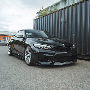 BMW M2 F87 N55(OG) CARBON FIBRE SPLITTER - M4 CS STYLE-Splitter-CT CARBON-CT Carbon - High-quality carbon fiber and gloss black aerodynamic parts for premium sports and luxury vehicles.