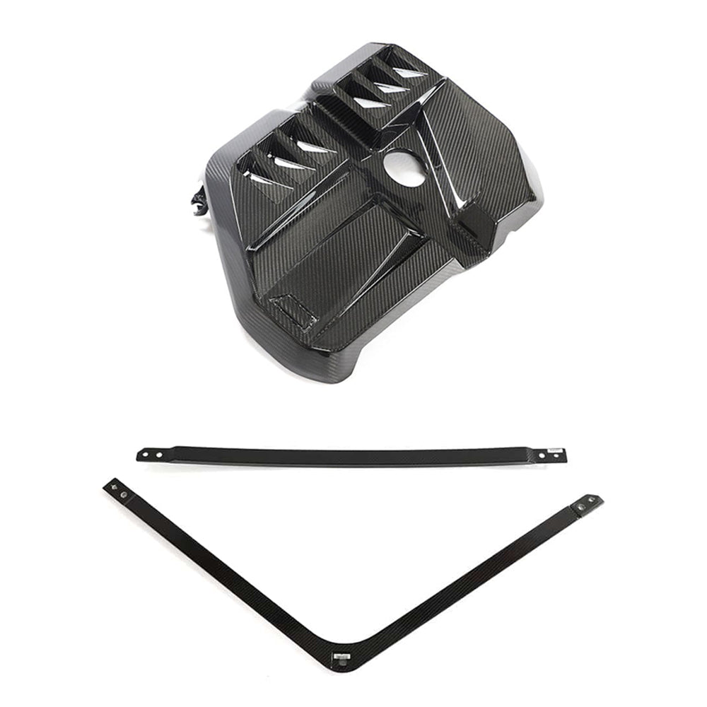 BMW M2 M3 & M4 G87/G80/G81/G82/G83 CARBON FIBRE ENGINE DRESS UP KIT V2-Accessories-CT CARBON-CT Carbon - High-quality carbon fiber and gloss black aerodynamic parts for premium sports and luxury vehicles.