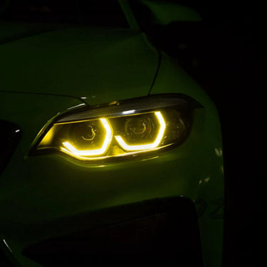 BMW M2/M2C F87 LCI YELLOW ADAPTIVE DRL MODULE SET (2018-2021)-DRL-CT CARBON-CT Carbon - High-quality carbon fiber and gloss black aerodynamic parts for premium sports and luxury vehicles.