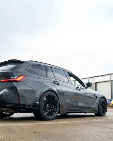 BMW M3 G80 & G81 GLOSS BLACK SIDE SKIRTS - MP STYLE-Side Skirts-BLAK BY CT-CT Carbon - High-quality carbon fiber and gloss black aerodynamic parts for premium sports and luxury vehicles.