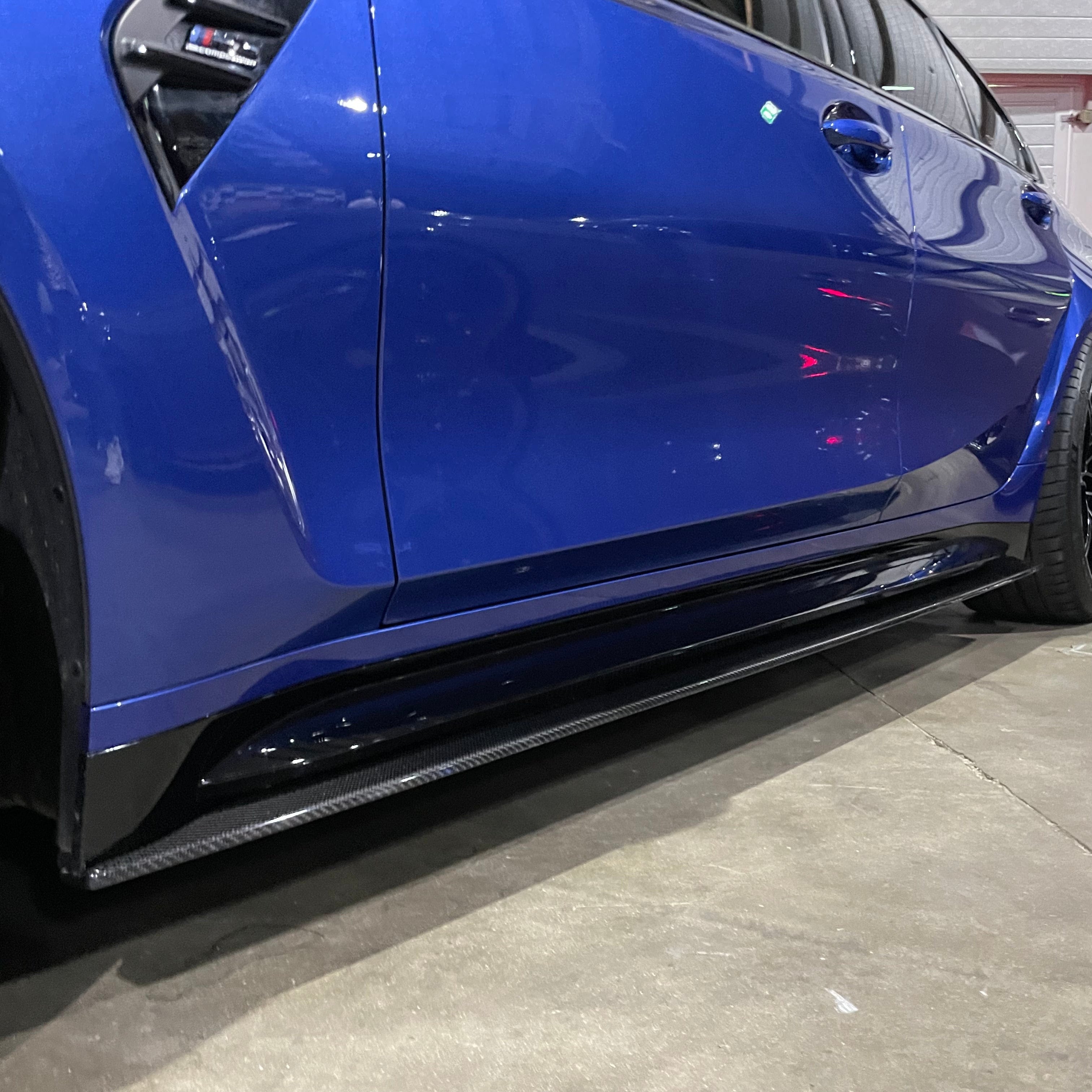 Real Carbon Fiber Side Skirt Extensions For 2021-2025 BMW G80 M3 / G82 G83 M4