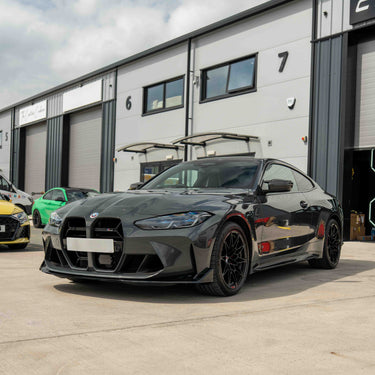 BMW M3 & M4 G80/G81/G82/G83 GLOSS BLACK SPLITTER - CSL STYLE-Splitter-BLAK BY CT-CT Carbon - High-quality carbon fiber and gloss black aerodynamic parts for premium sports and luxury vehicles.