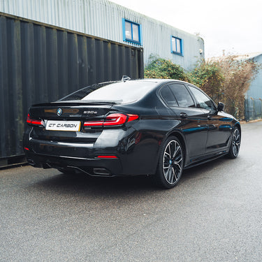 BMW 5 SERIES G30/G31 GLOSS BLACK DIFFUSER - MP STYLE - BLAK BY CT CARBON-Diffuser-BLAK BY CT-CT Carbon - High-quality carbon fiber and gloss black aerodynamic parts for premium sports and luxury vehicles.